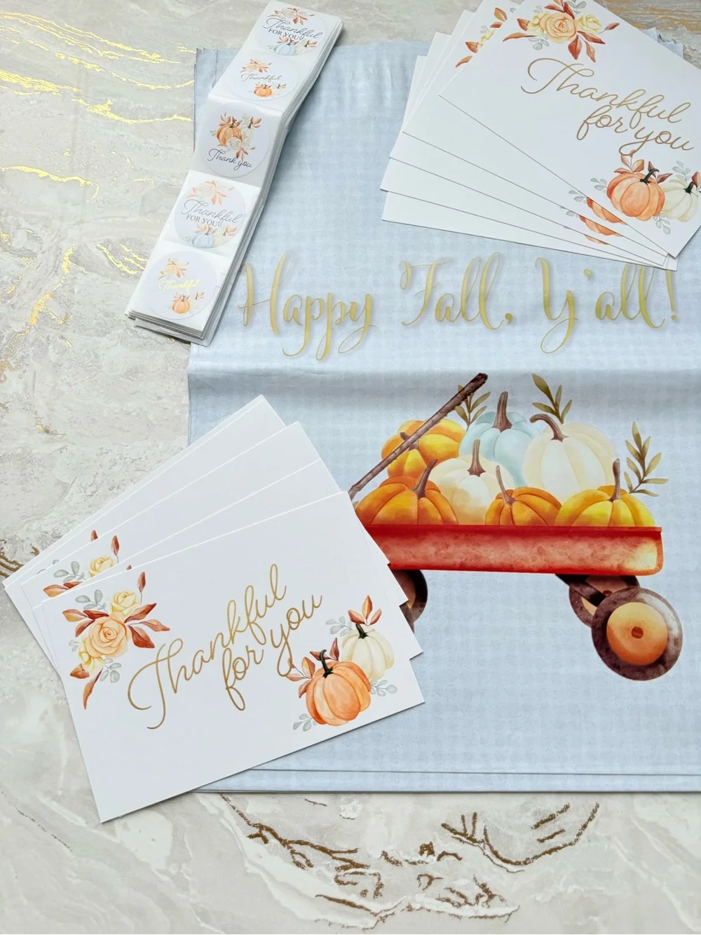 30 Pc Fall Reseller Bundle 10” × 13” Poly Mailers Thank You Cards & Stickers